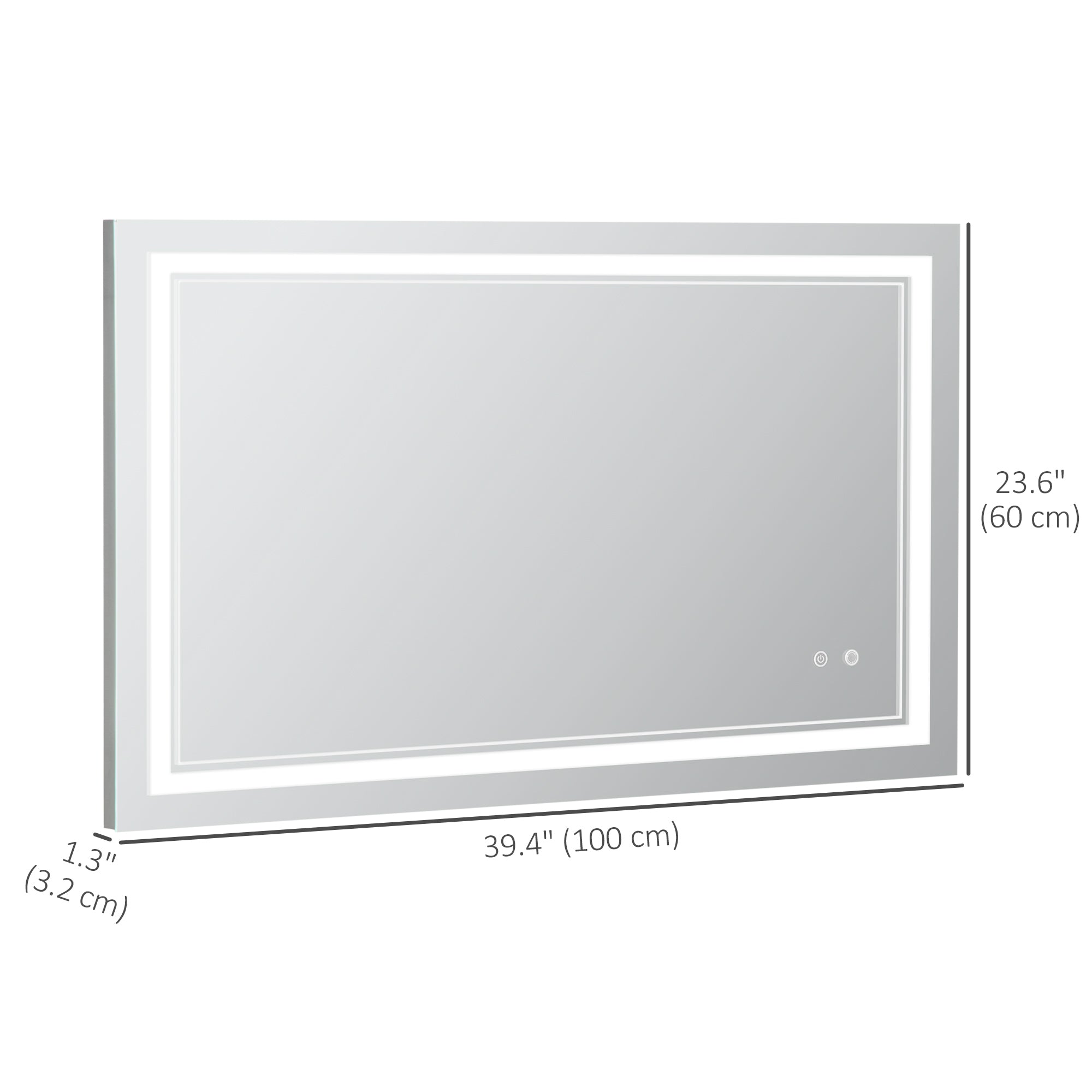 40" x 24" መስተዋት ሽንት ቤት LED፣ ዝተመርጸ ብርሃን ዘለዎ ኣብ መዓርፎ ዝተሰቀለ መስተዋት፣ ምስ 3 ሕብሪ፣ ብልህ ምትንካፍ፣ ፕላግ-ኢን፣ ቀጥ ወይ ጐንጐን ዝተሰቀለ