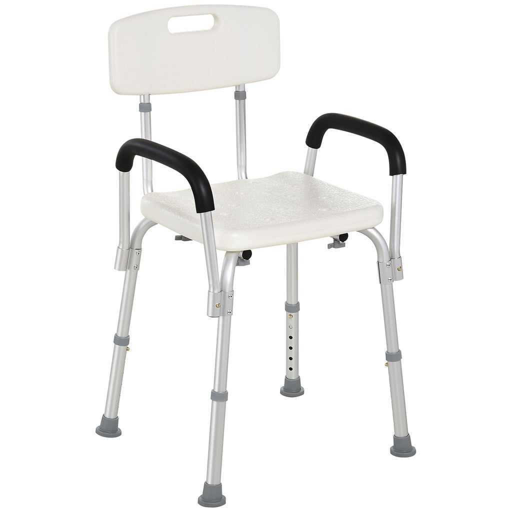 Adjustable Medical Shower Chair with Back, Bathtub Bench Bath Seat with Padded Arms, Non Slip Tub Safety for Disabled, Seniors, Elderly
