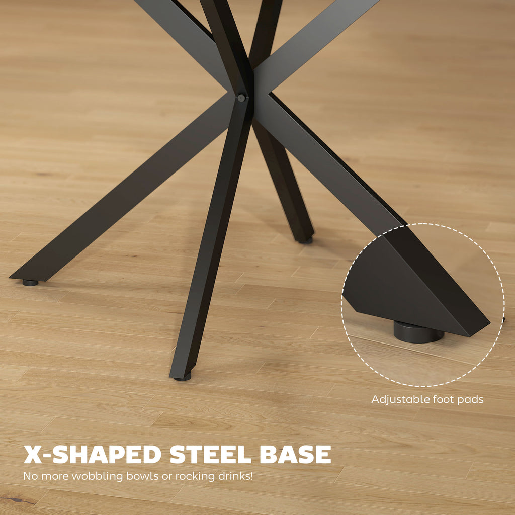 39.5"-53" Extendable Dining Table for 4-6, Industrial Kitchen Table with Butterfly Leaf and X-Shape Base, Natural Wood