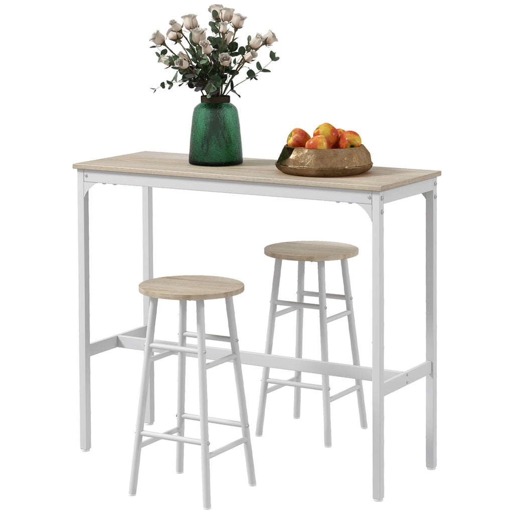 3-Piece Counter Height Bar Table and Chairs, Dining Table and Chairs Set for 2, Pub Table and Chairs