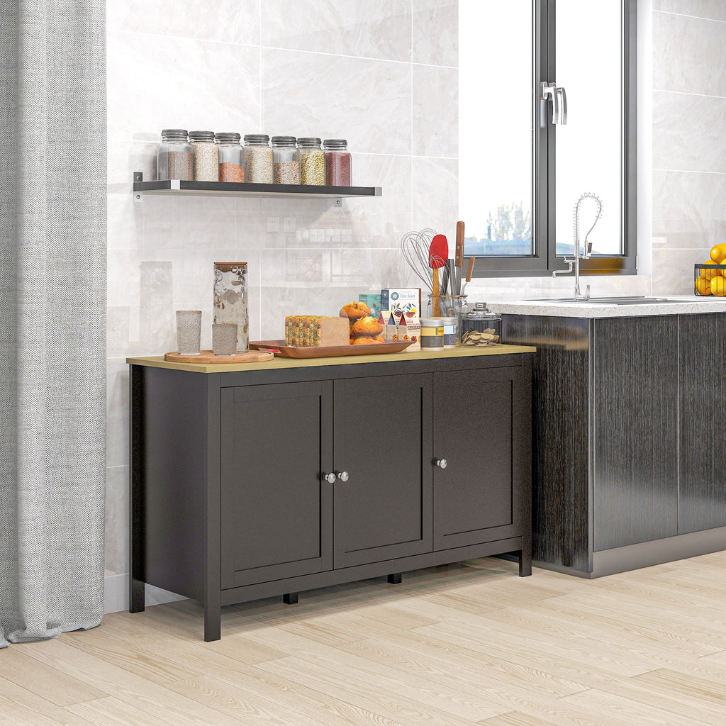 Sideboard, Buffet Cabinet with Doors and Adjustable Shelves for Living Room, Entryway, White and Natural