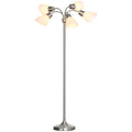 Arc Tree Floor Lamp with 5 Adjustable Rotating Lights, Modern Standing Gooseneck Reading Light for Living Room Bedroom Office, Satin Nickel