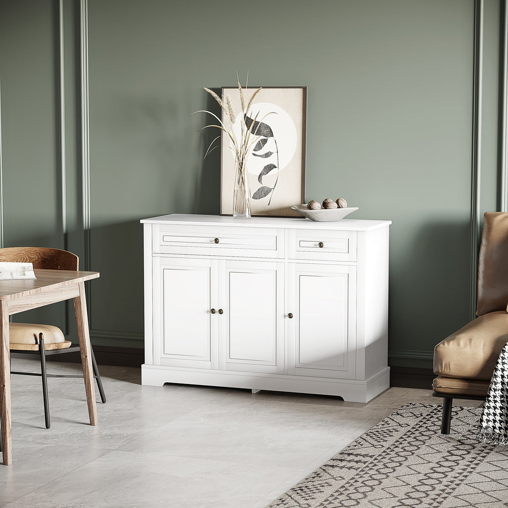 Modern Sideboard Cabinet, Buffet Cabinet with 2 Drawers and Adjustable Shelves, Buffets Tables for Dining Room, Black