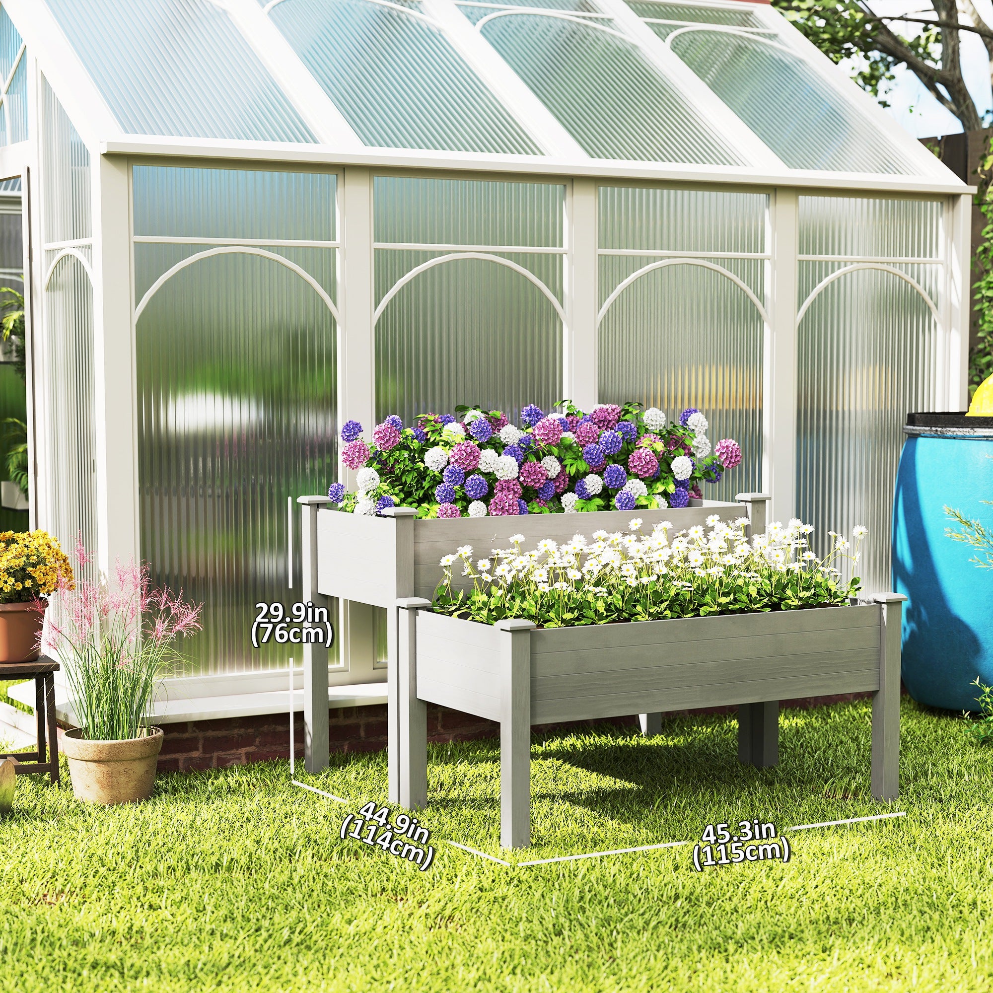 2 Tiers Wood Plant Raised Bed Flower Vegetable Herb Grow Box Stand Garden  Step Planter Stand Free Combination