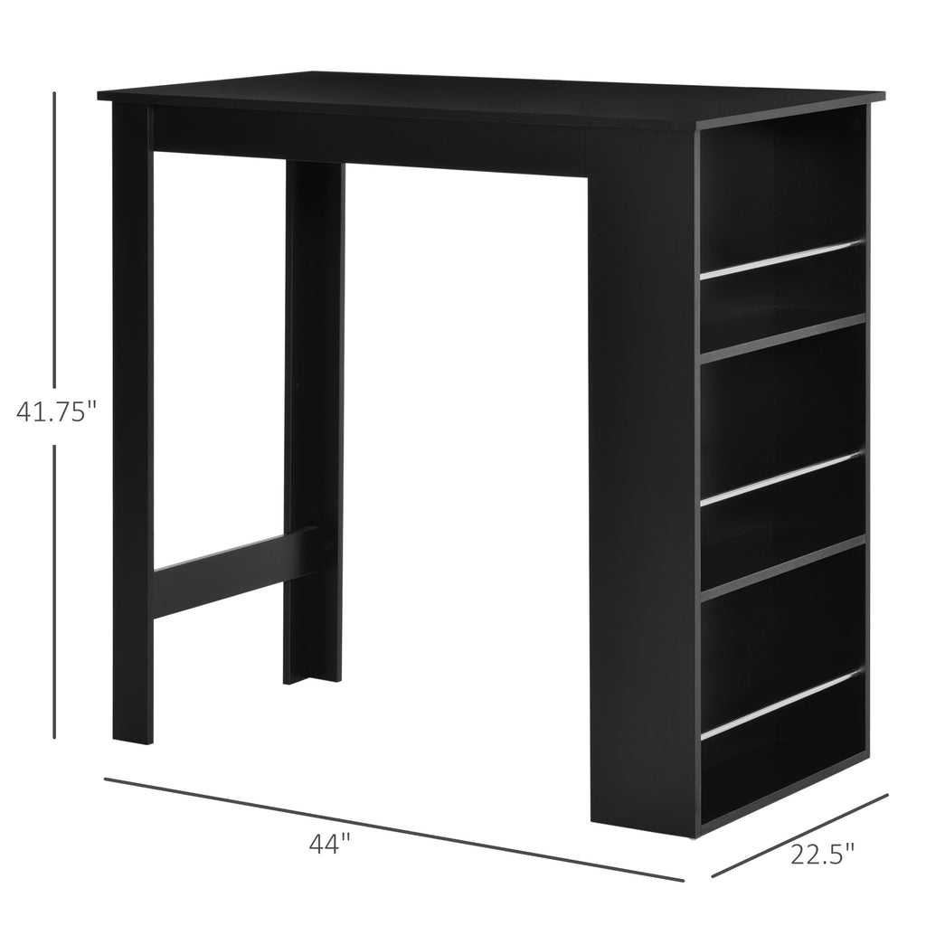 Bar Table Counter Height Dining Table with 3 Storage Shelves for Kitchen, Dining Room, Living Room, White