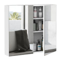 Wall Mounted Mirror Cabinet, Bathroom Medicine Cabinet with Mirror, 2 Doors and 3-tier Shelving, White