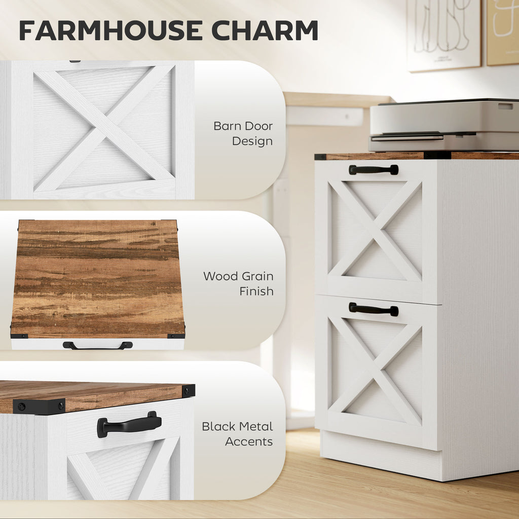 3 Drawer File Cabinet with Silent Slides, Vertical Farmhouse Filing Cabinet Fits Letter/A4 Size Home Office, White