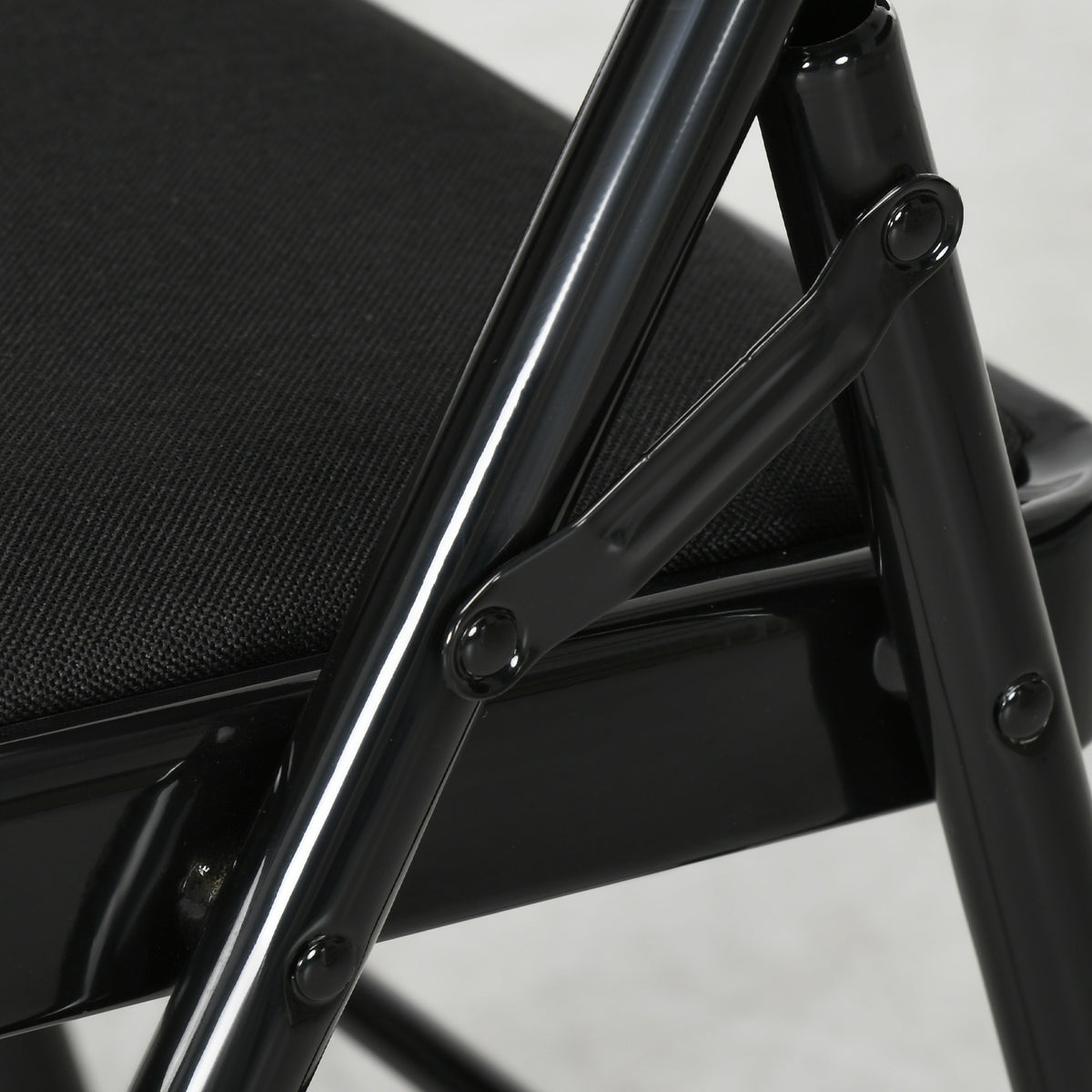 Set of 6 Metal Foldable Chairs, Faux Linen Padded Folding Chairs with Cushion Seat and Open Back for Indoor, Black
