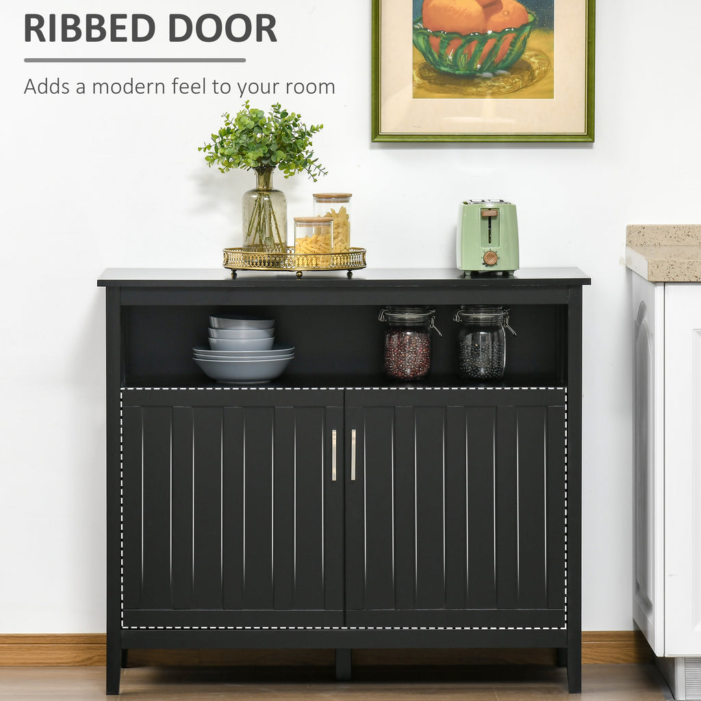 Sideboard Buffet Server Storage Cabinet Console Table with 2 Doors and Adjustable Shelves for Kitchen & Dining Room, Black