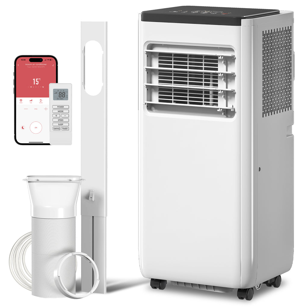 8000 BTU ተንቀሳቓሲ 4-ኣብ-ሓደ ኣየር ኮንዲሽነር ብምሑር፣ ደርቂ ኣየር፣ ፋን፣ ድቃስ፣ ዋይፋይ ድምጺ ርሑቕ ቁጽጽር፣ ጻዕዳ