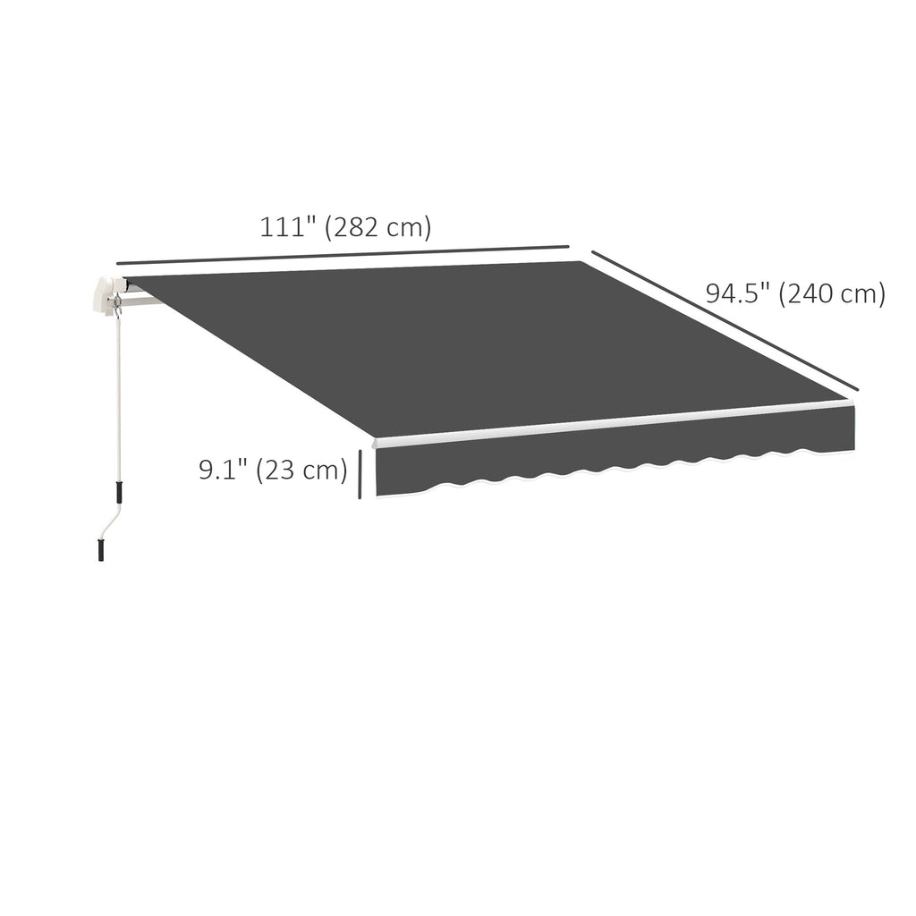 10' x 8' ርትራክታብል ኣውኒንግ ፋብሪክ ምትካእ ደገ ፀሓይ መከላኸሊ ካኖፒ ኣውኒንግ ከበቢ፣ ካብ UV መከላኸሊ፣ ግራጫ