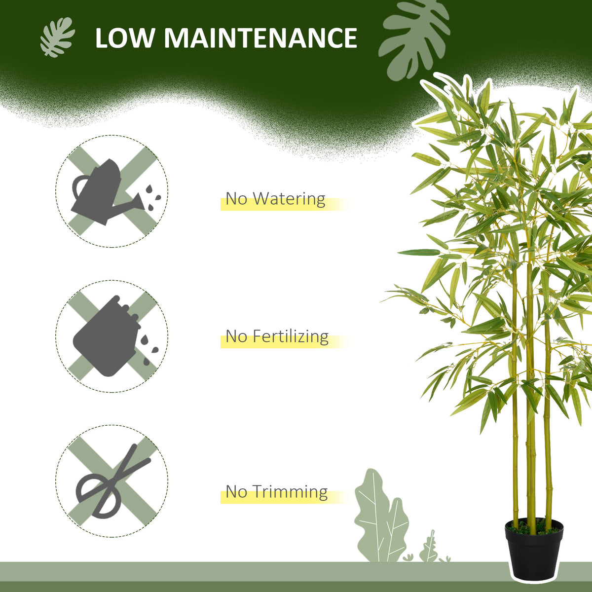 4FT Artificial Bamboo Tree Faux Decorative Plant in Nursery Pot for Indoor Décor
