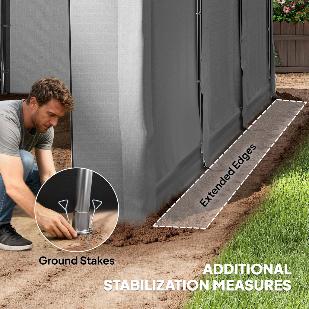 13' x 10' Portable Shed, Outdoor Storage Shed Tent with Roll-up Zipper Door and Removable Sidewalls, Light Grey