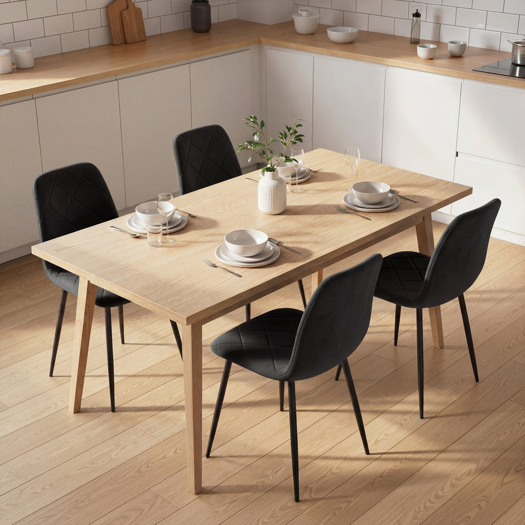 Dining Chairs Set of 4, Upholstered Dining Room Chairs with Steel Legs, Modern Kitchen Chair for Dining Room, Grey