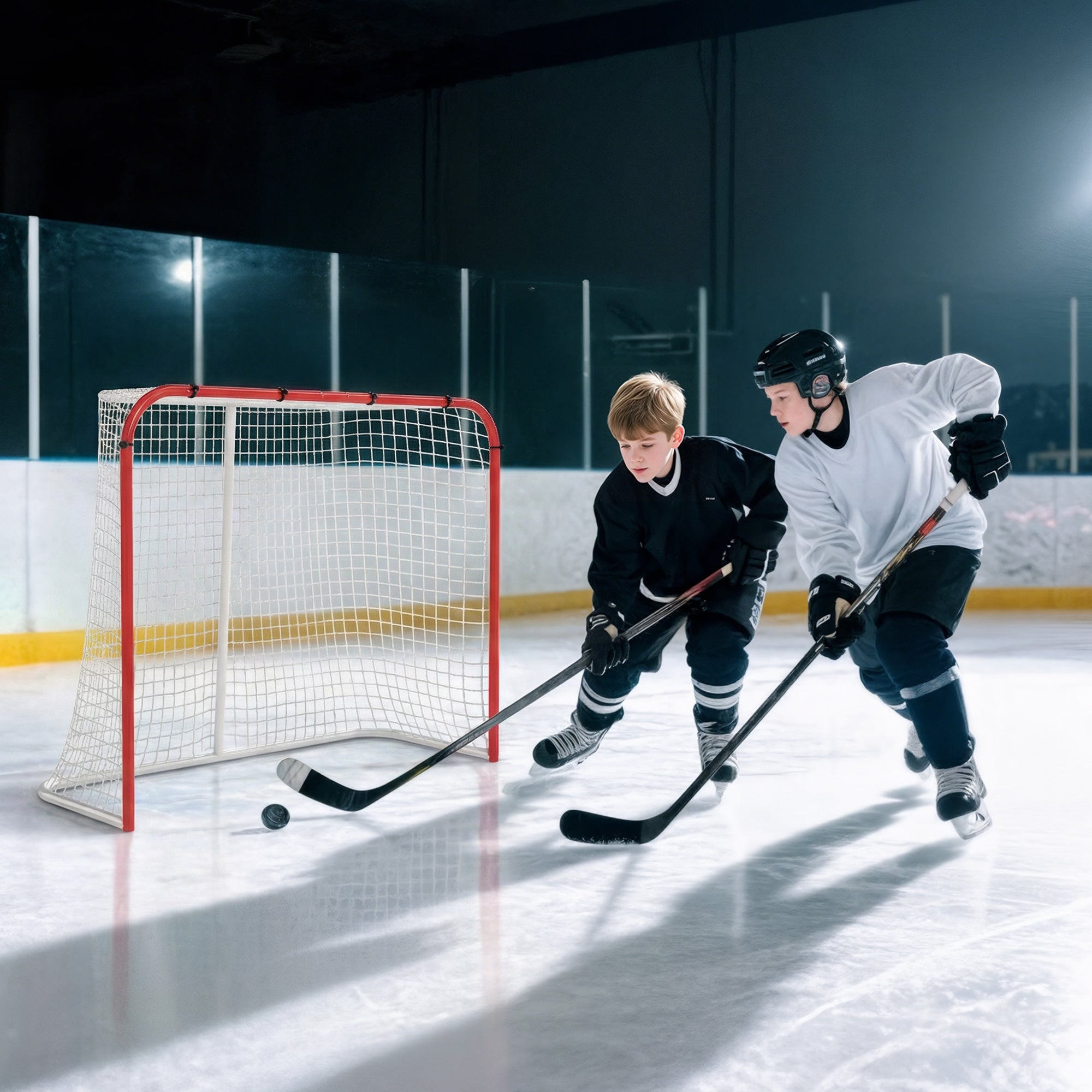 Soozier Hockey Net, Easy Set Up Hockey Goal with Steel Frame, PE Mesh, Outdoor Hockey Training Equipment for Garden, Backyard