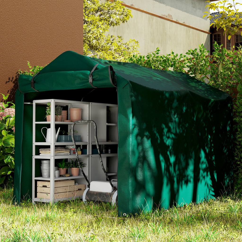 Outdoor Storage Shed, UV Resistant Bike Tent with Roll-up Zipper Door, Portable Shed for Bike, Motorcycle, Dark Grey