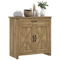 Farmhouse Sideboard Buffet Cabinet, Storage Cabinet with Barn Doors, Nature Wood