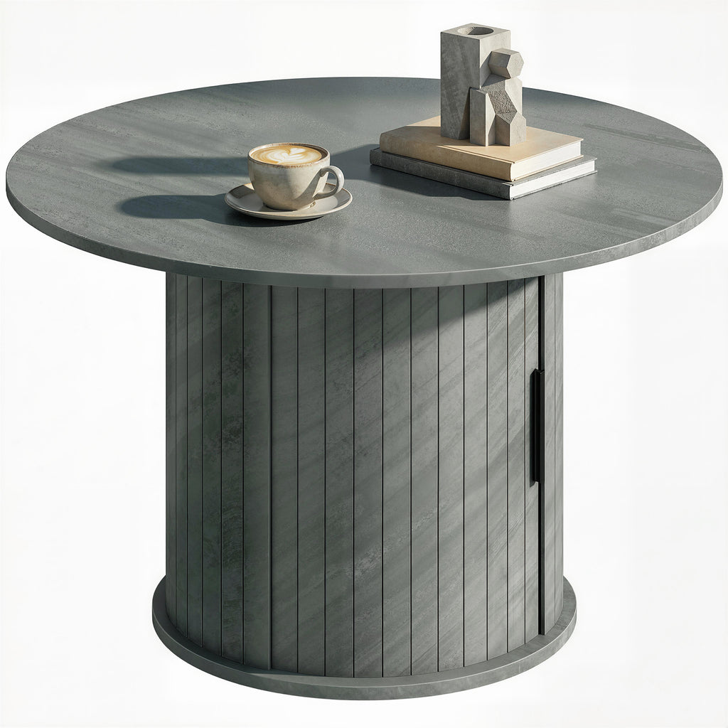 Round Coffee Table, 31.5" Center Table, Cement Grey