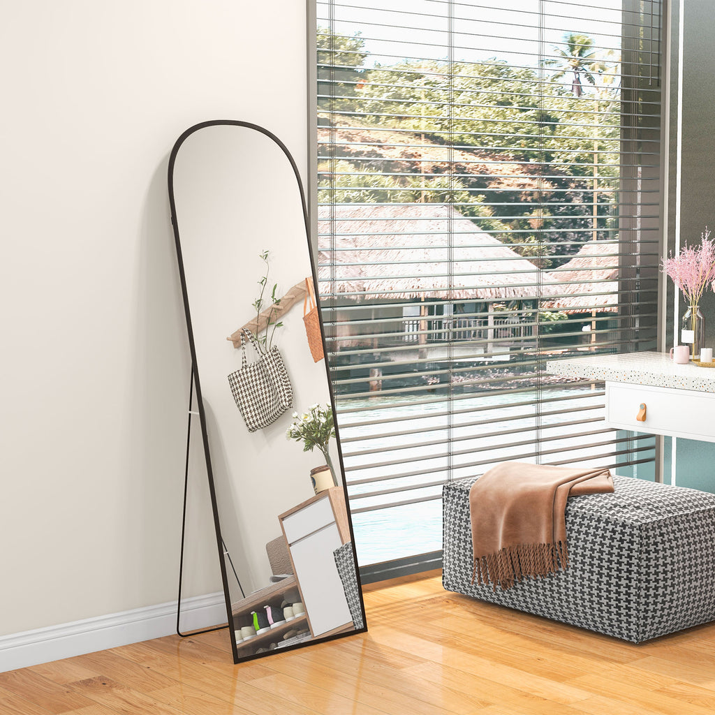 ርእሲ ዝተሓጸረ ደው ዝበለ መስታወት፣ 64" x 20" ምሉእ ንውሓት መስታወት፣ ንምድላይ ወይ ንግድግዳ ዝተሰንጠቐ ንሳሎን፣ ንድሕሪት ክፍሊ፣ ጸሊም