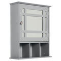 Bathroom Cabinet Wall Mount with Mirror Door 3 Shelf Organizer for Bathroom, Kitchen, Bedroom, Grey