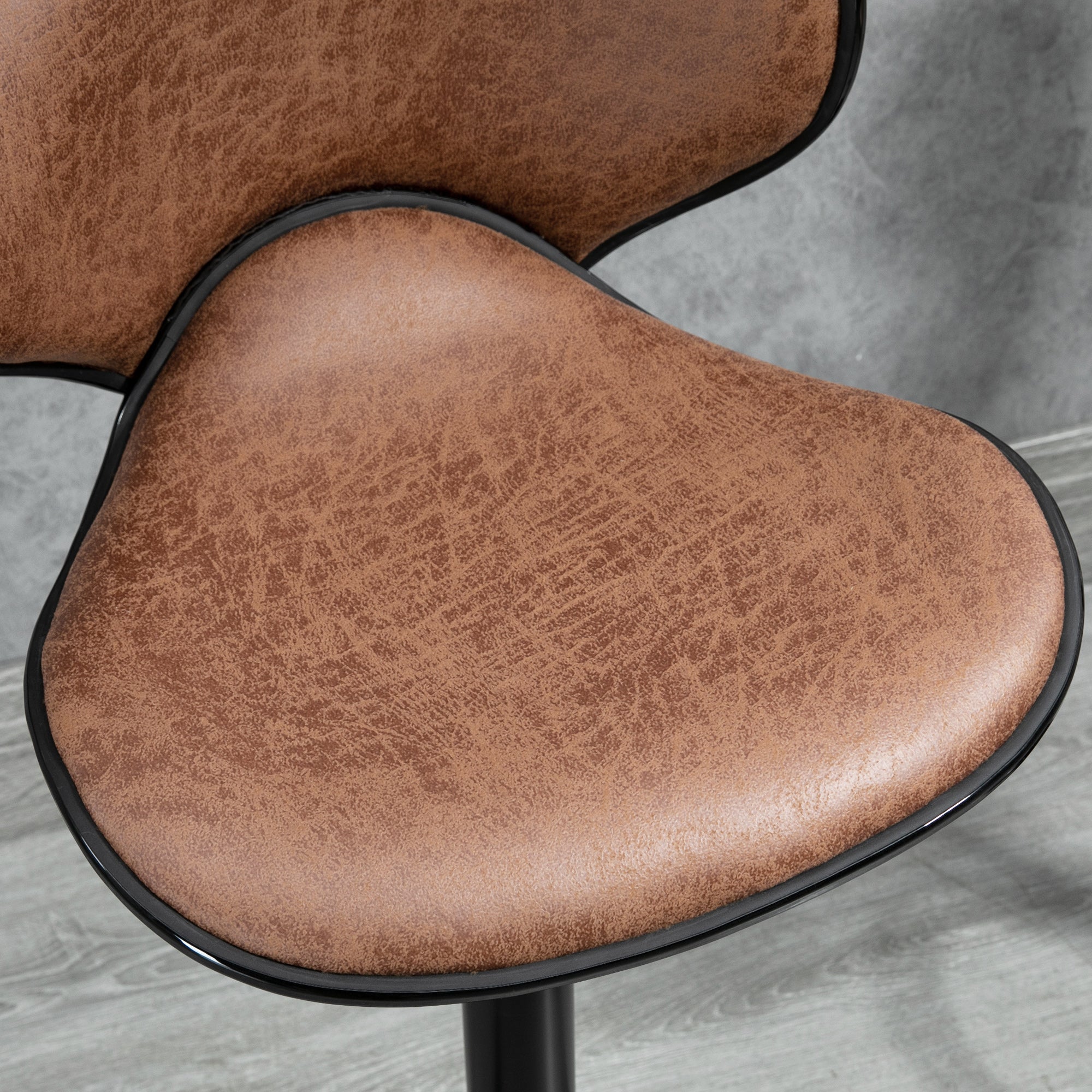 Vintage Set of 2 Microfiber Cloth Adjustable Bar Height Stools with Swivel Seat, Brown