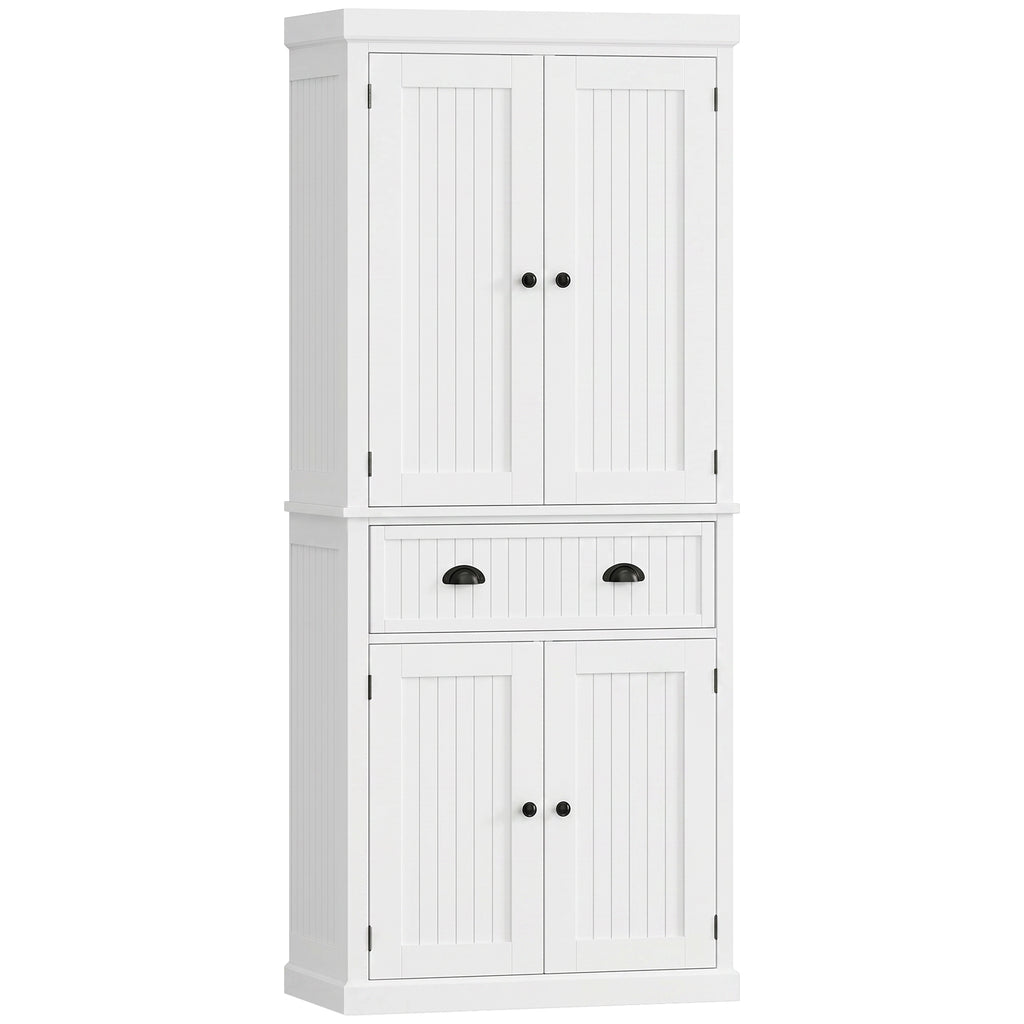 72" Kitchen Pantry, Freestanding Storage Cabinet with Drawer, Doors, Black