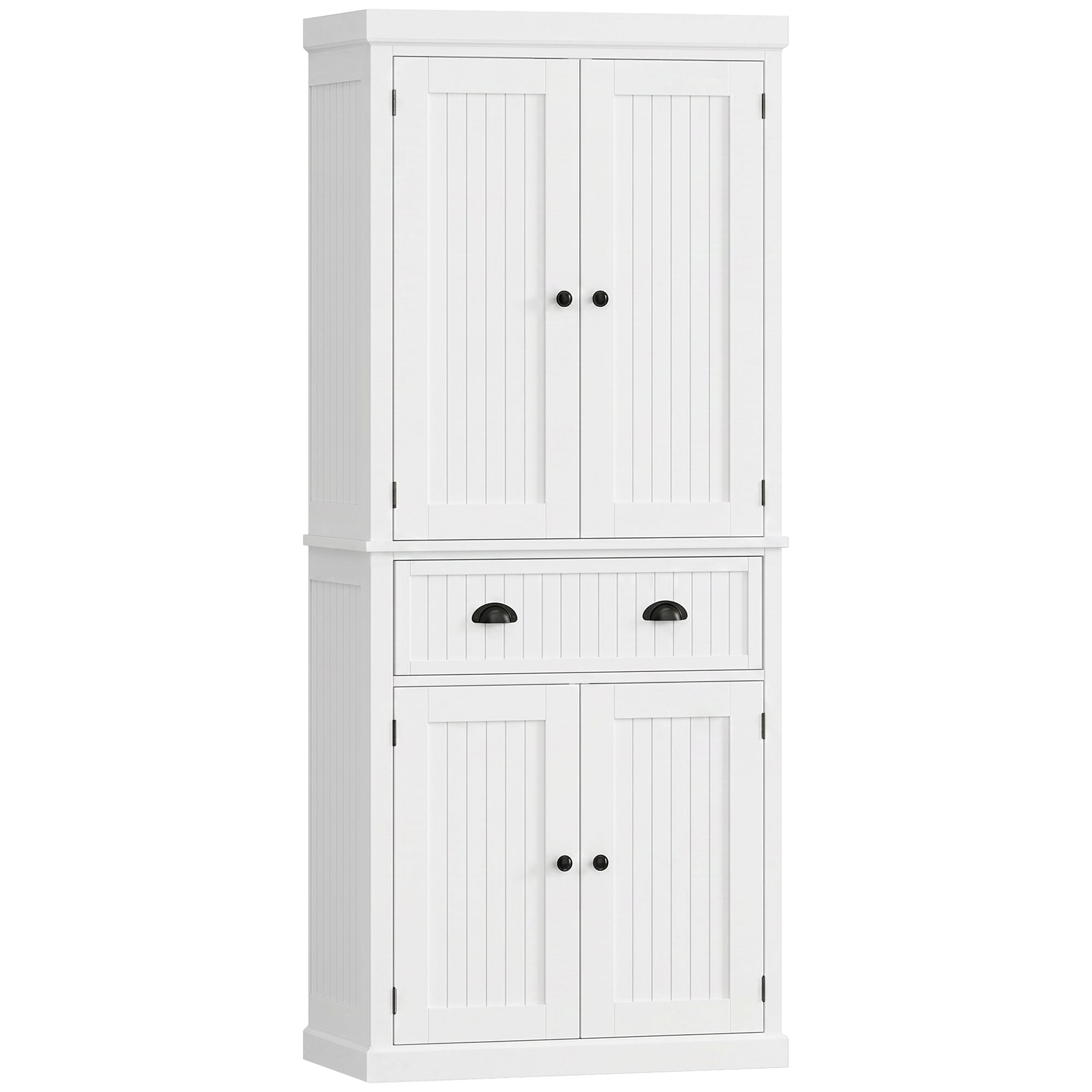 72" Kitchen Pantry, Freestanding Storage Cabinet with Drawer, Doors, Black