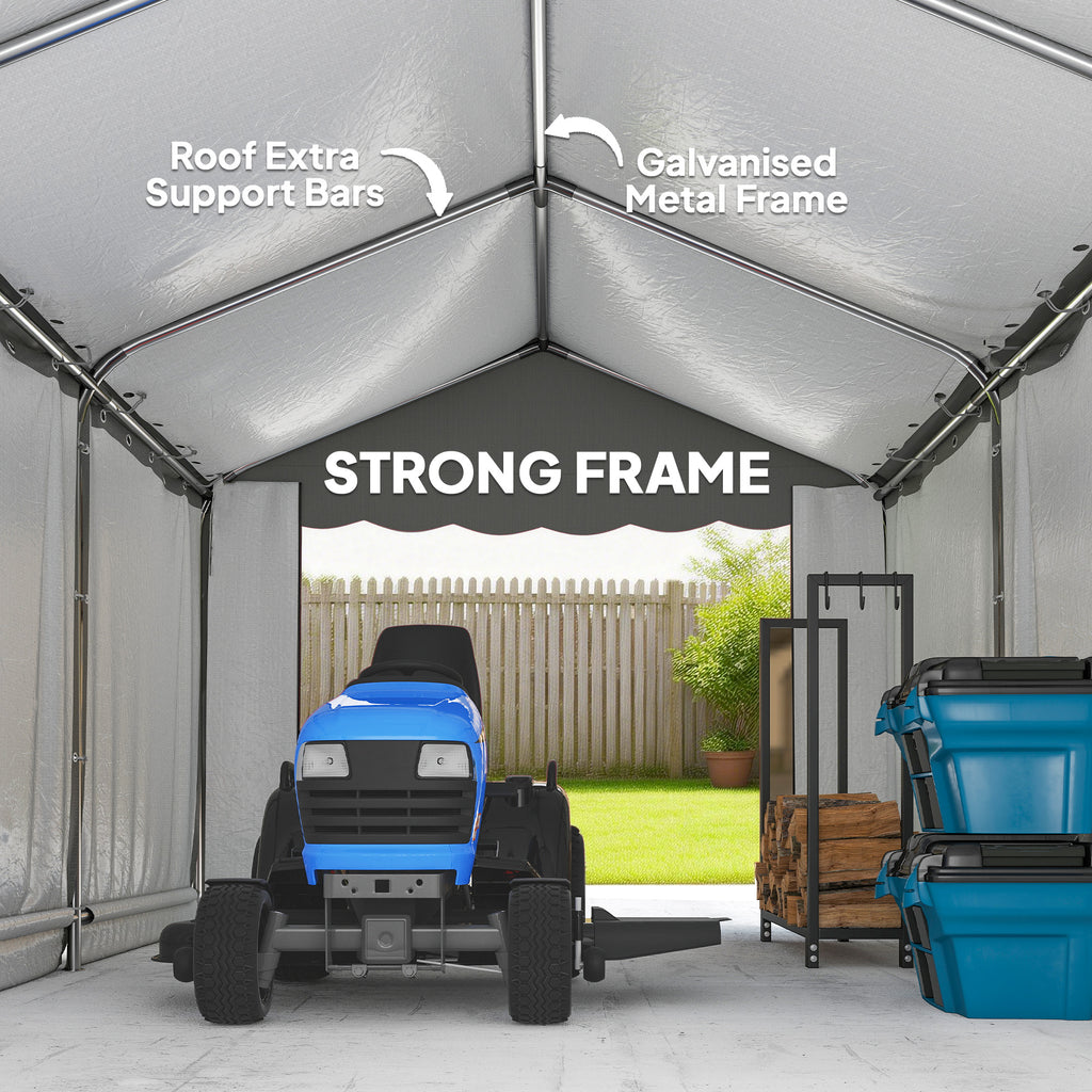 13' x 10' Portable Shed, Outdoor Storage Shed Tent with Roll-up Zipper Door and Removable Sidewalls, Light Grey