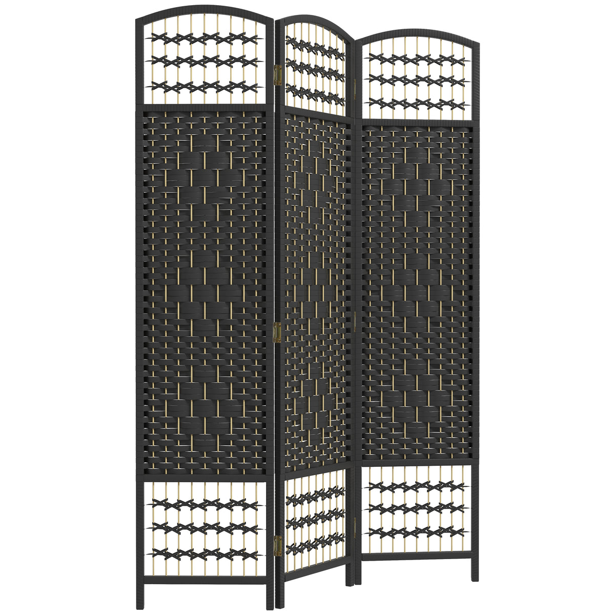 4 Panel Folding Room Divider, Portable Privacy Screen, Wave Fiber Room Partition for Home Office, White