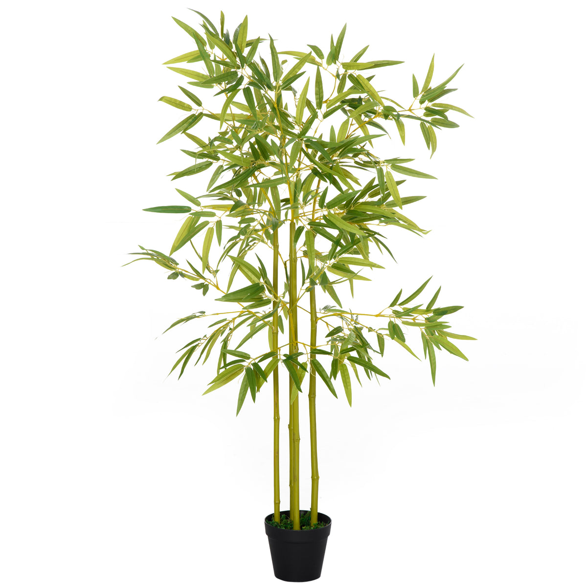 4FT Artificial Bamboo Tree Faux Decorative Plant in Nursery Pot for Indoor Décor