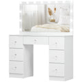 Makeup Vanity Table, Dressing Table with Mirror and Lights, Modern Makeup Table with 7 Drawers and 10 LED Lights, White