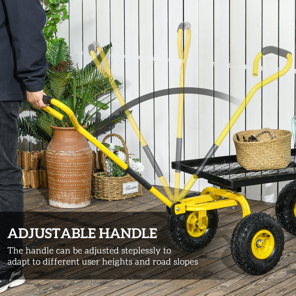 Heavy Duty Garden Wagon Cart with 10" Wheels, 330 lbs Capacity, for Garden, Beach, Lawn, Black