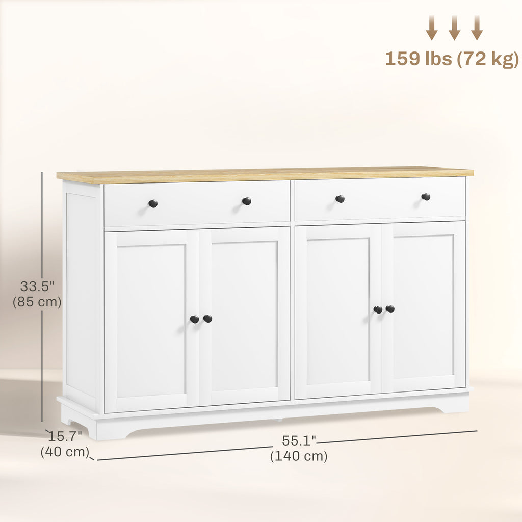 Modern Sideboard, Buffet Cabinet with Storage Drawers, Adjustable Shelves for Living Room, Dining Room, Entryway, White