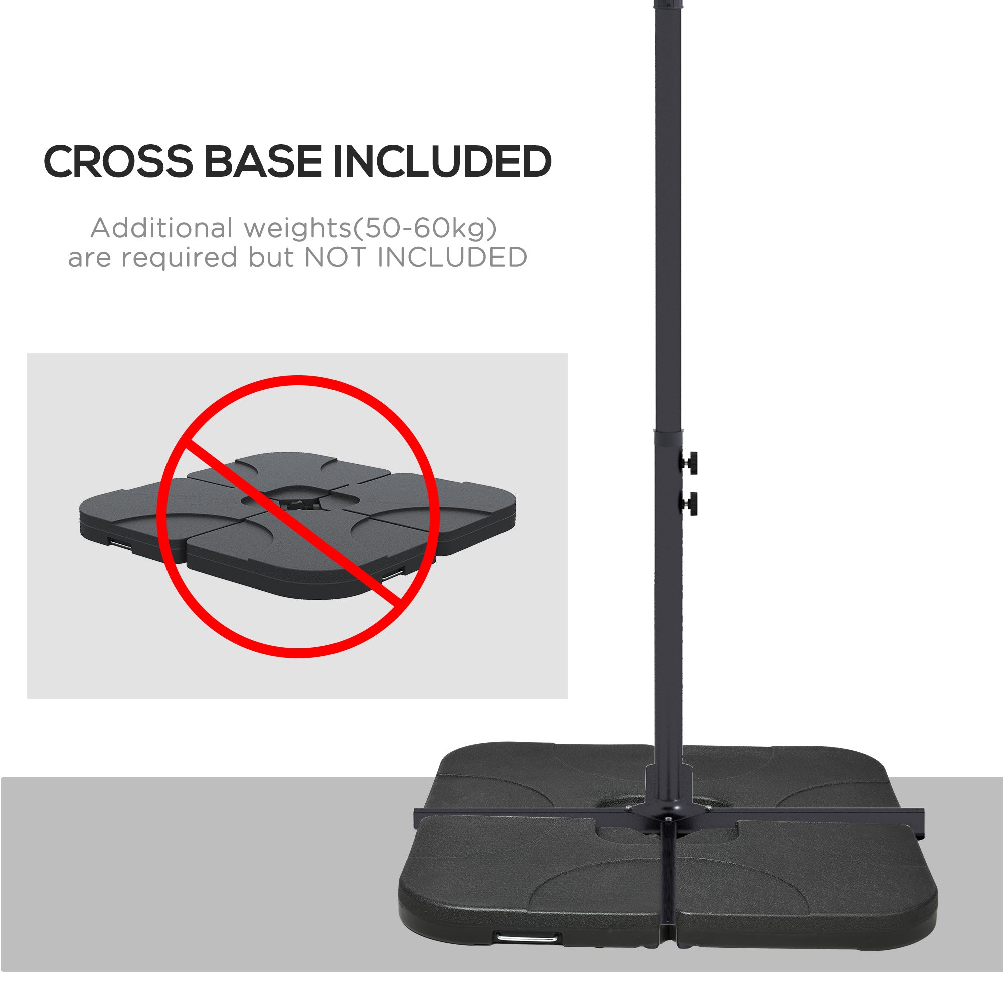 3(m) patio offset umbrella, with Cross Base - Dark Grey