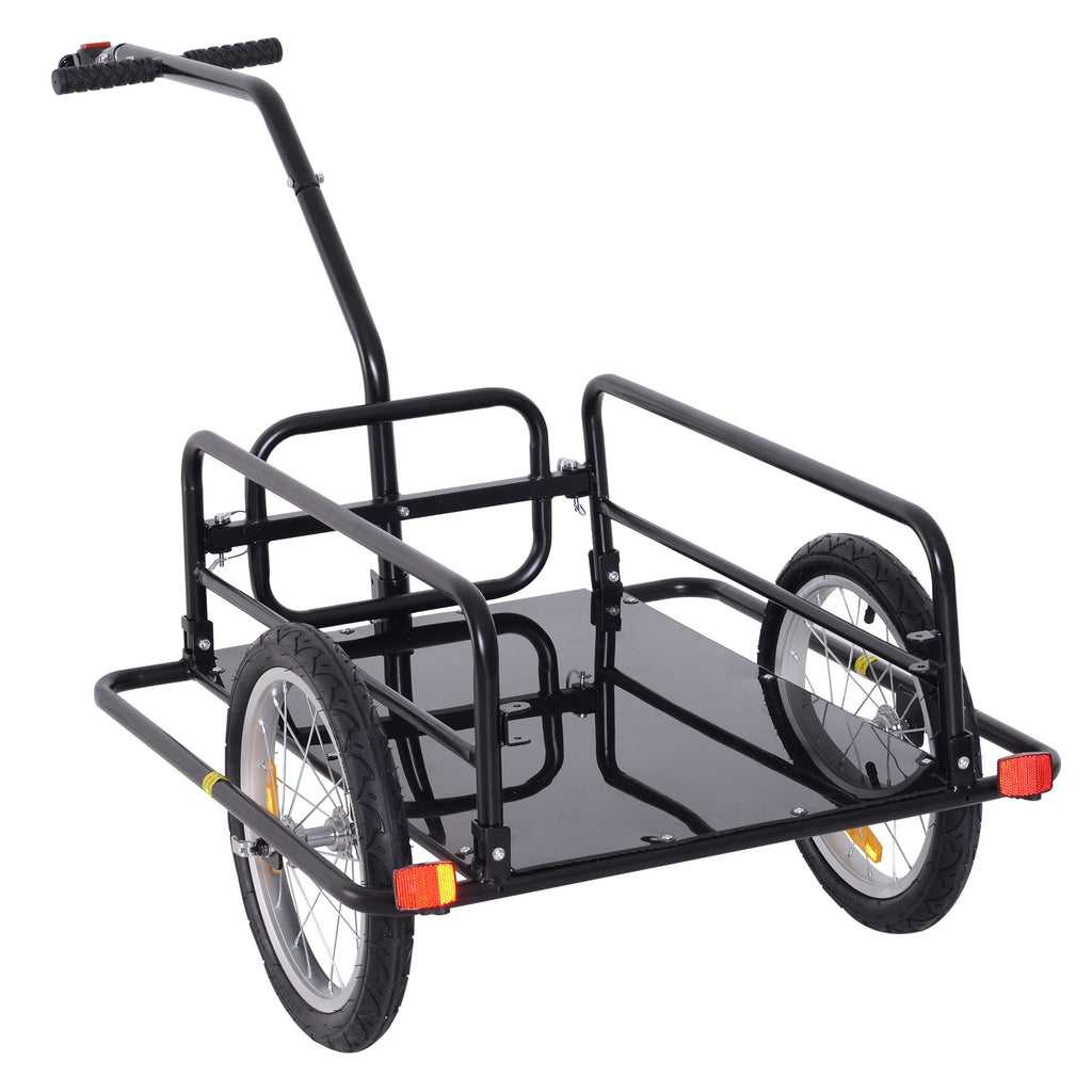 Aosom Folding Bicycle Cargo Trailer Utility Bike Cart Carrier for Garden Patio with Hitch Black