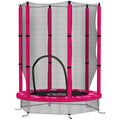 Qaba 55" Toddler Trampoline with Safety Enclosure Net, for Indoor Outdoor Use, Ages 3-6 Years, Pink