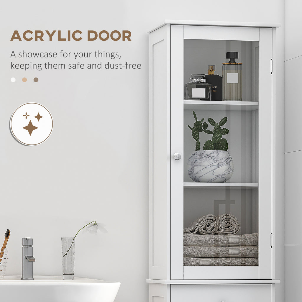 Tall Bathroom Cabinet, Bathroom Storage Cabinet with Drawers, 2 Doors and Adjustable Shelves, White