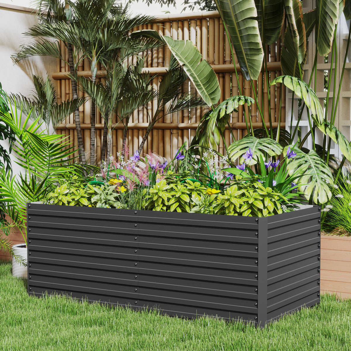 5' x 3' x 2' ዝዓቢ ልዕል ዝበለ ኣታኽልቲ ዓራት፣ ንዕምባባታት፣ ቅመማትን ኣሕምልትን ንምብቃል ዝጠቅም ጋልቫናይዝድ ዝተገብረ ኣታኽልቲ ሳጹን፣ ጸሊም ግራጫ