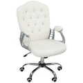 Vanity Office Chair, Velvet Computer Desk Chair with Swivel Wheels, Adjustable Height, Tilt Function, Off-White