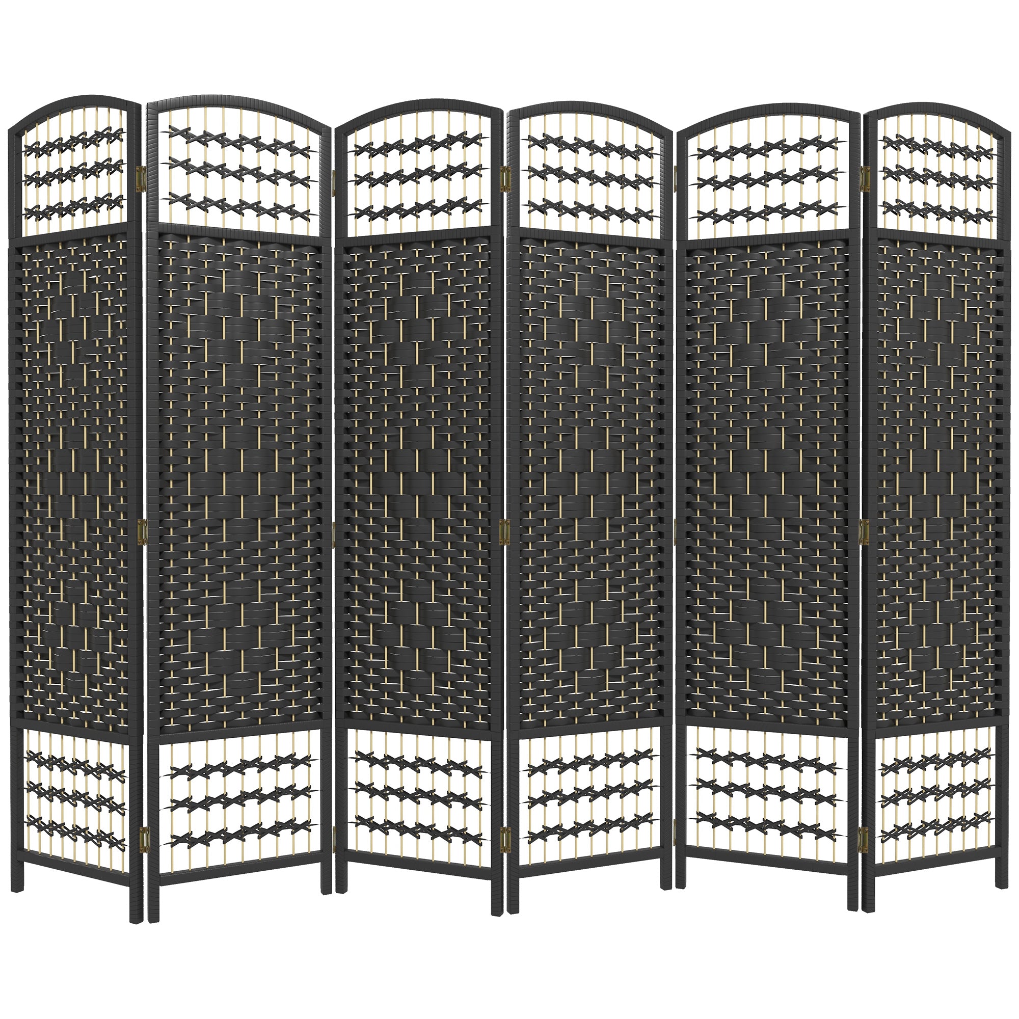 4 Panel Folding Room Divider, Portable Privacy Screen, Wave Fiber Room Partition for Home Office, White