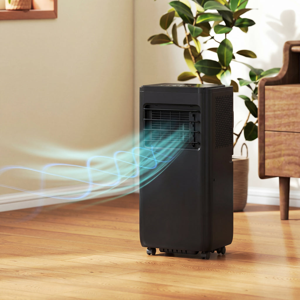 8000 BTU ተንቀሳቓሲ 4-ኣብ-ሓደ ኣየር ኮንዲሽነር ብምሑር፣ ደርቂ ኣየር፣ ፋን፣ ድቃስ፣ ዋይፋይ ድምጺ ርሑቕ ቁጽጽር፣ ጻዕዳ