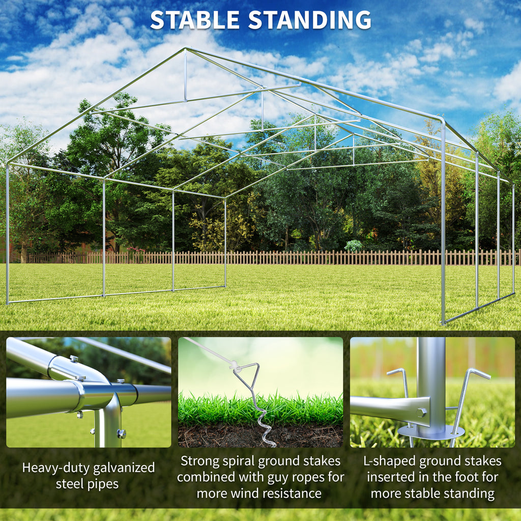 20' x 20' Heavy-duty Large Wedding Tent, Outdoor Carport Garage Party Tent, Patio Gazebo Canopy with Sidewall, Grey