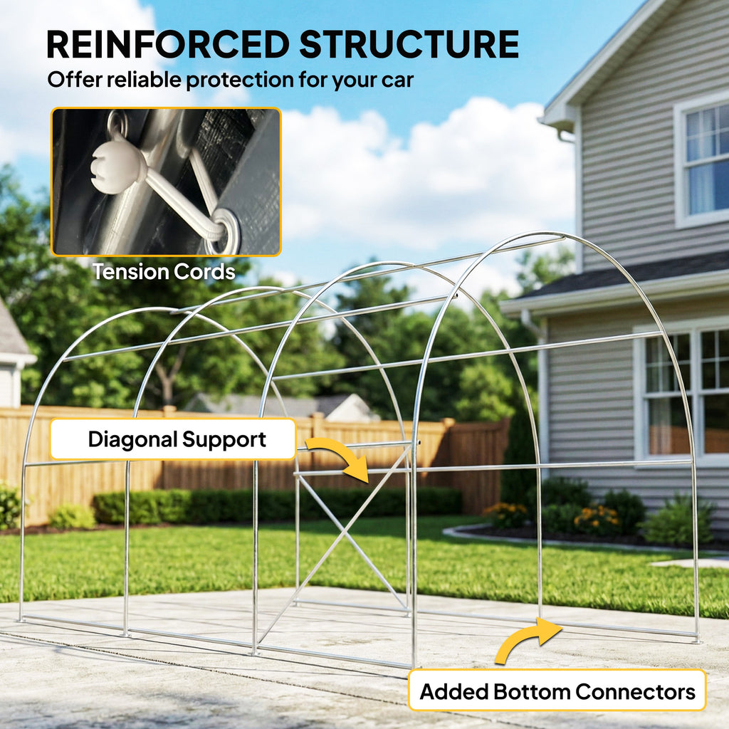 10' x 19' Heavy Duty Carport, Portable Garage Car Canopy Tent Shelter with Reinforced Galvanized Frame, Dark Grey