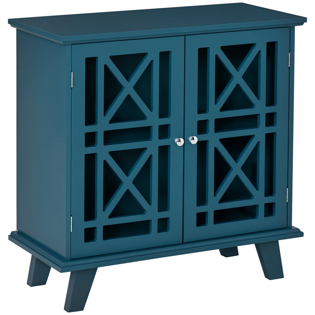 Storage Cabinet with Fretwork Doors and Shelf, Modern Freestanding Sideboard, Buffet, White