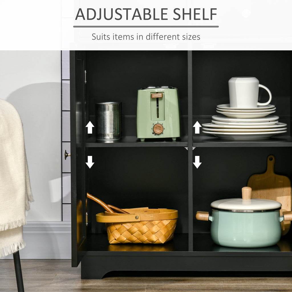 Modern Sideboard, Buffet Cabinet with Storage Cabinets, Drawers and Adjustable Shelves for Living Room, White