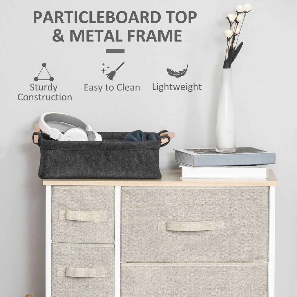 Dresser with 7 Drawers, Chest of Drawers with Metal Frame, Fabric Dresser for Living Room, Light Grey