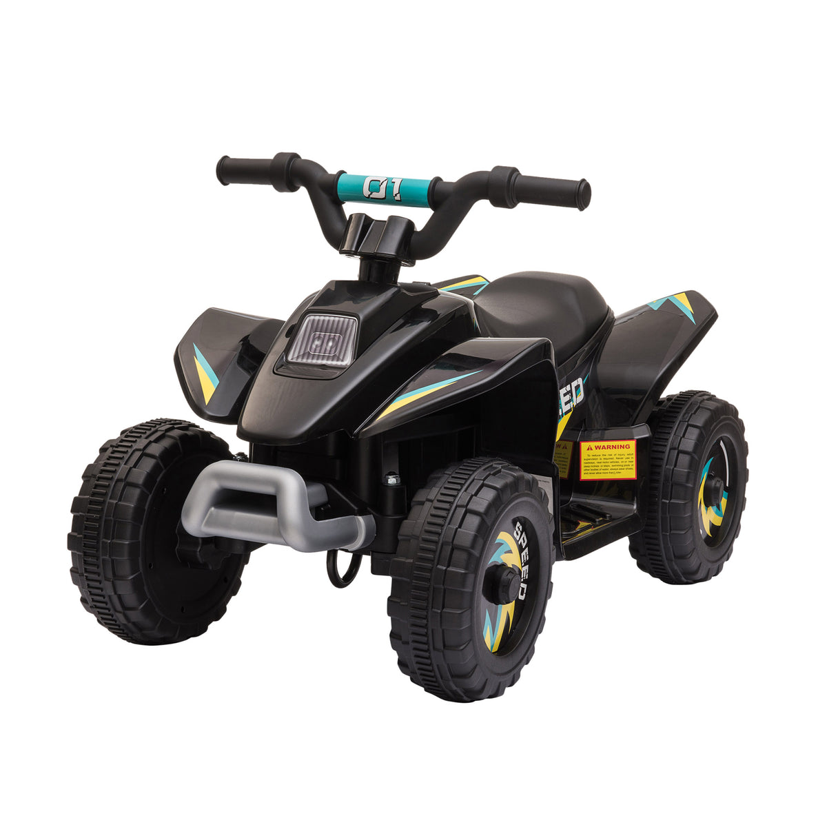 Aosom ናይ ህጻናት መኪና ATV፣ 6V ባትሪ ዝሰርሕ ኳድ መኪና ናብ ቅድሚት፡ ድሕሪት ዝኸይድ ስዊች ዘለዎ፣ ንወድን ጓልን 18-36 ኣዋርሕ ዝኸውን፣ ጸሊም