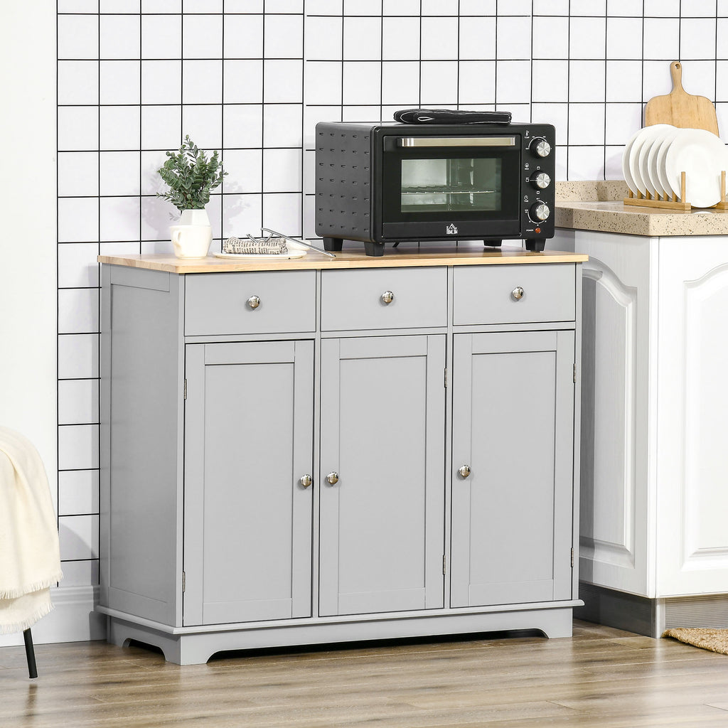 Modern Sideboard, Buffet Cabinet with Storage Cabinets, Drawers and Adjustable Shelves for Living Room, White