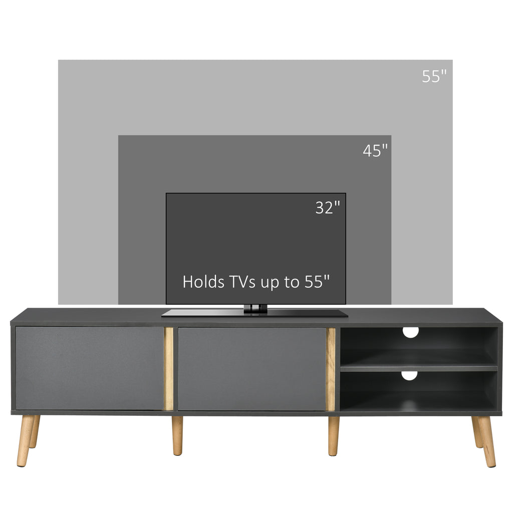 TV Stand for TVs up to 55", TV Cabinet with Shelves and Cable Holes, Entertainment Unit for Living Room, Dark Grey