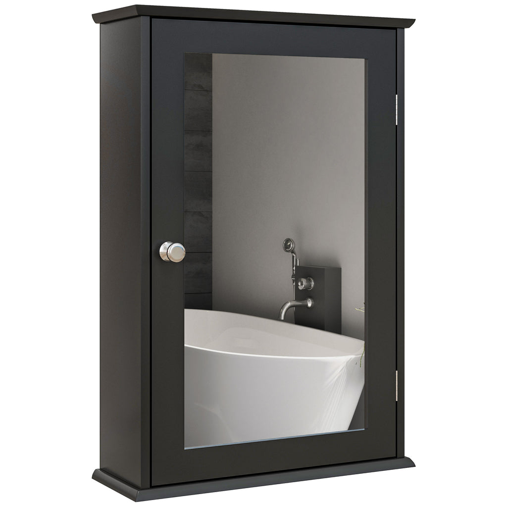 Bathroom Mirror Cabinet, Wall Mounted Medicine Cabinet with Door and Shelves, White